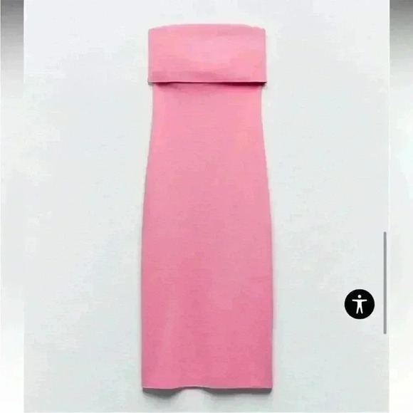 STRAPLESS STRETCH KNIT DRESS HOT PINK - Picture 2 of 6